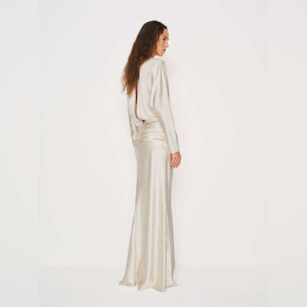 Reformation Esmee Silk Dress Ivory - Picture 7 of 14